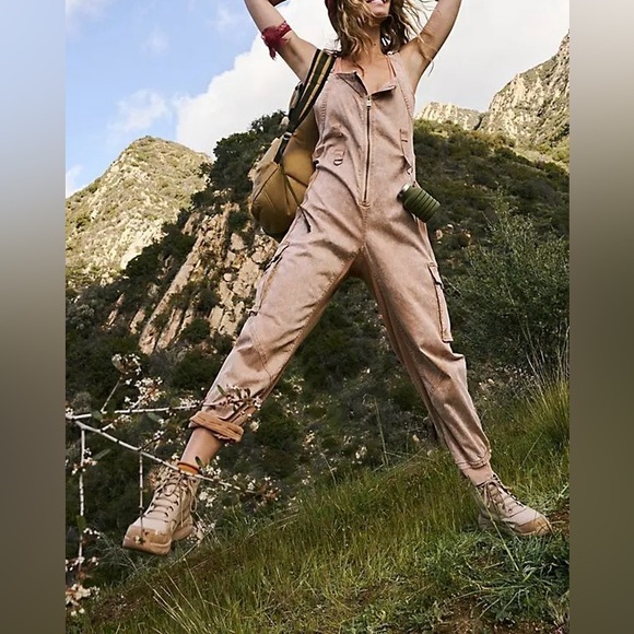 NWT Free People FP Movement Fast Track Onesie - light sand tan - size XS - Picture 2 of 9